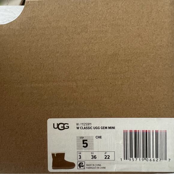 UGG Classic Gem Mini Boots In Chestnut Brown Women Size 5 - Picture 9 of 11